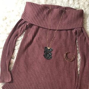 Mauve Off the Shoulder Sweater